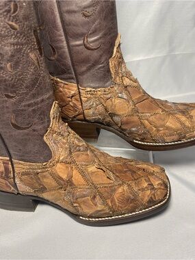 Roman Boots Patchwork Leather Cowboy Boots 7.5